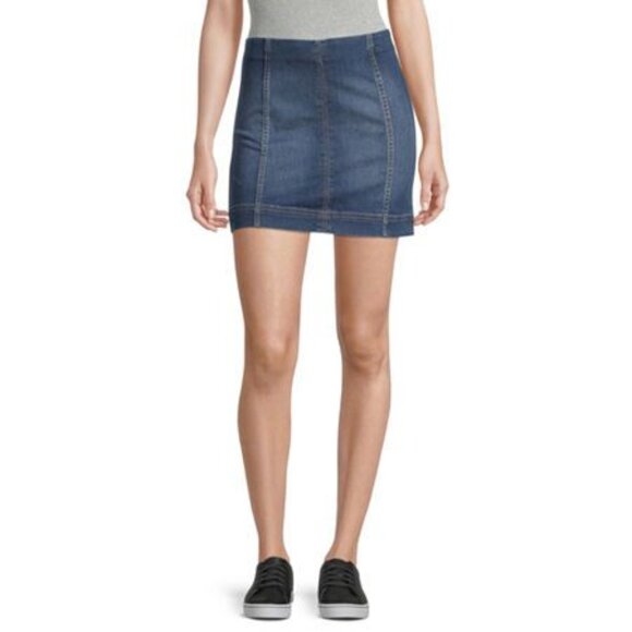 Rewind Womens Denim Mini Skirt 3/26W Blue Cotton Blend Zipper Back - Picture 1 of 6